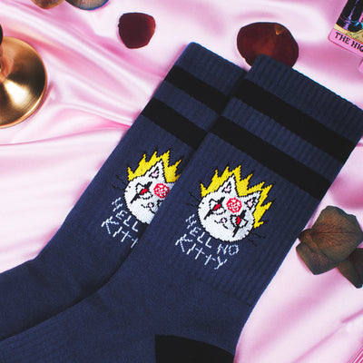 gothic and alternative socks with cute metal cat