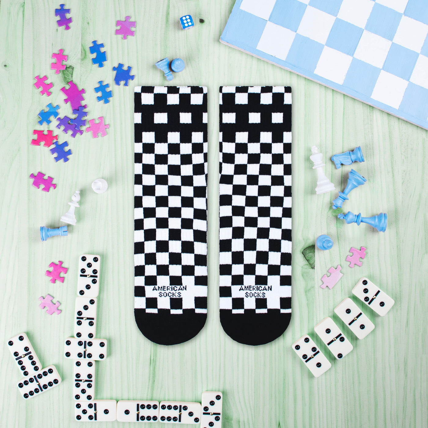 Checkerboard B/W - Ankle High - AmericanSocks