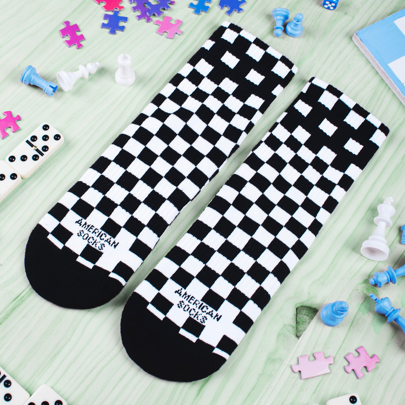 Checkerboard B/W - Ankle High - AmericanSocks